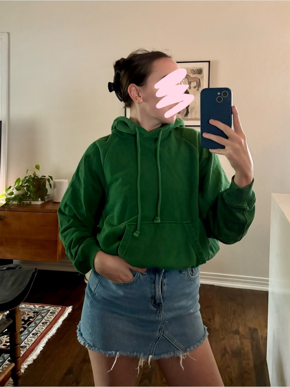Madewell Forest Green Cropped Hoodie